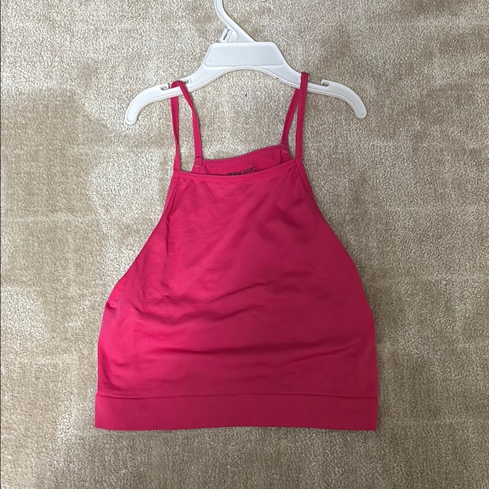 Ardene Pink Sleeveless Fitted Crop Tank Top